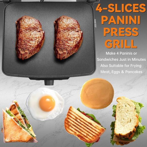 Baker's Friend Panini Press Electric Griddle, Panini Grill Press Sandwich Maker - Picture 2 of 5